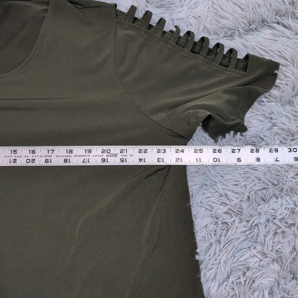 Michael Kors Shirt Womens 2X Green Top Comfort Casual Preppy Soft Preppy Stretch